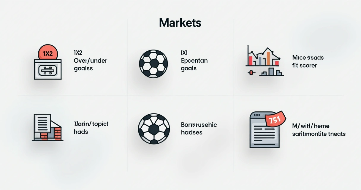 Ilustração de análise de diferentes mercados de apostas em futebol 
