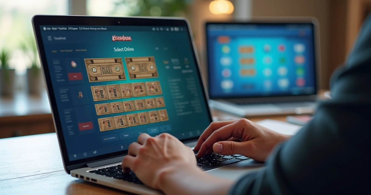 Pessoa apostando online na Lotomania com interface digital do Mega Sorte 