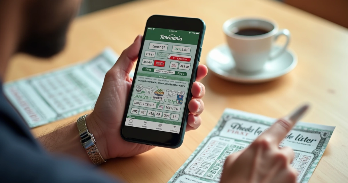 Pessoa apostando na Timemania usando o celular 