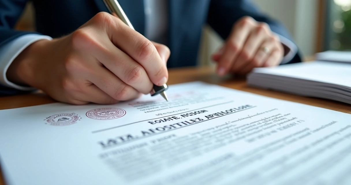 Documento com apostila de Haia sendo autenticado em cartório 