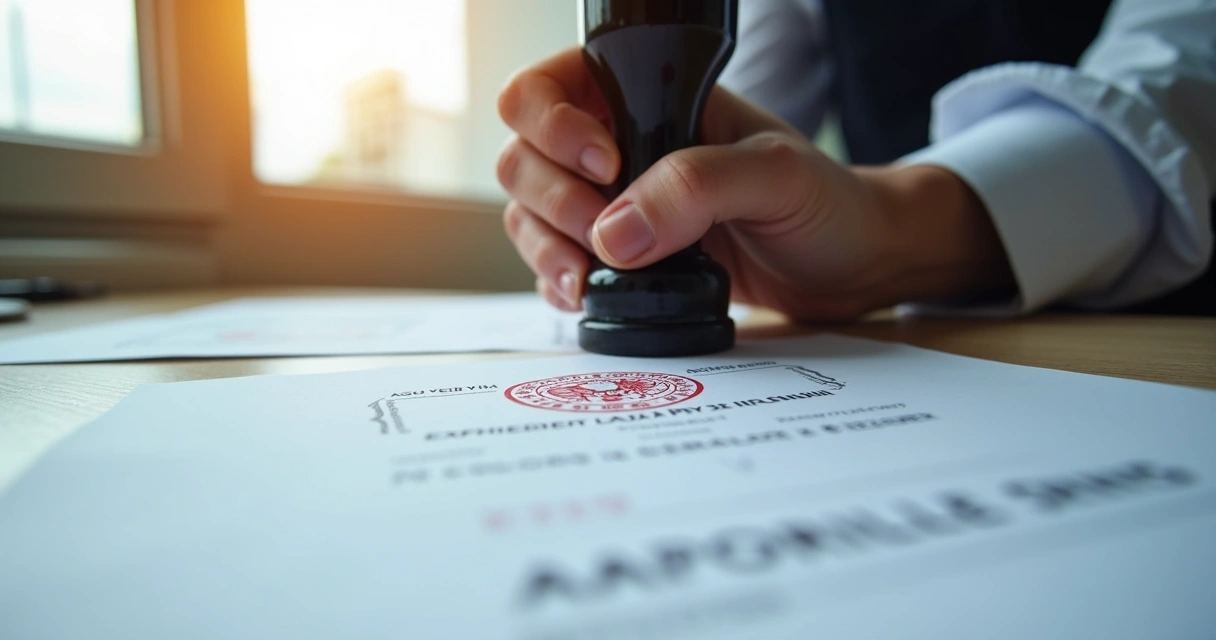 Documento sendo apostilado por cartório 