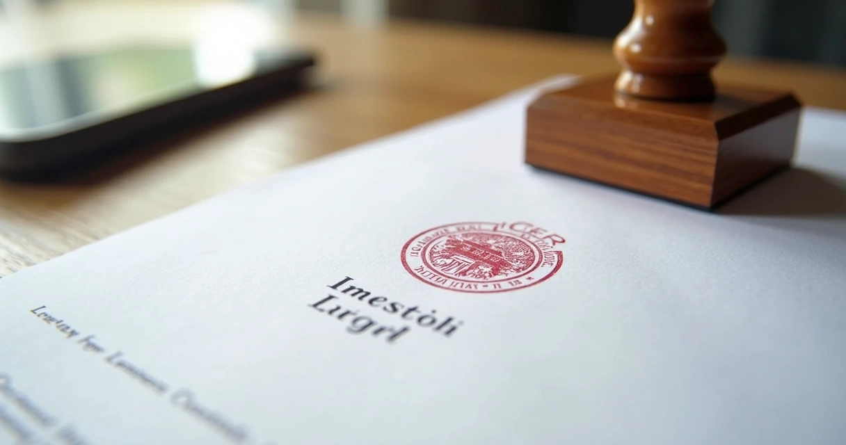 Documento com selo de apostilamento da Haia ao lado de carimbo 