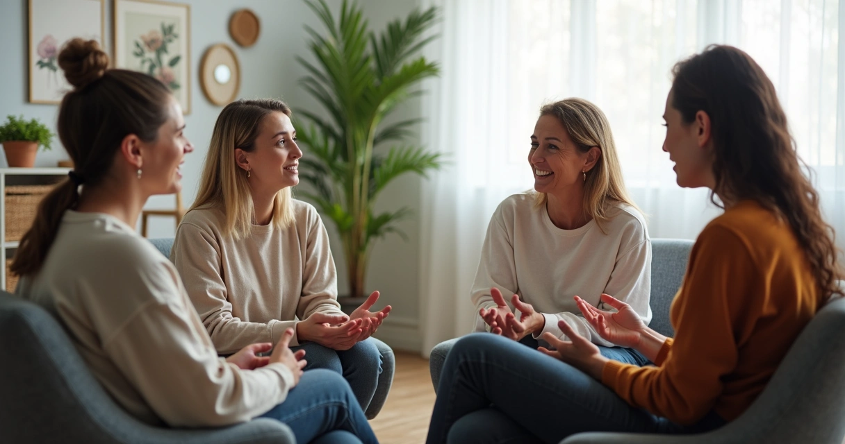 Grupo reunido muestra apoyo y escucha activa