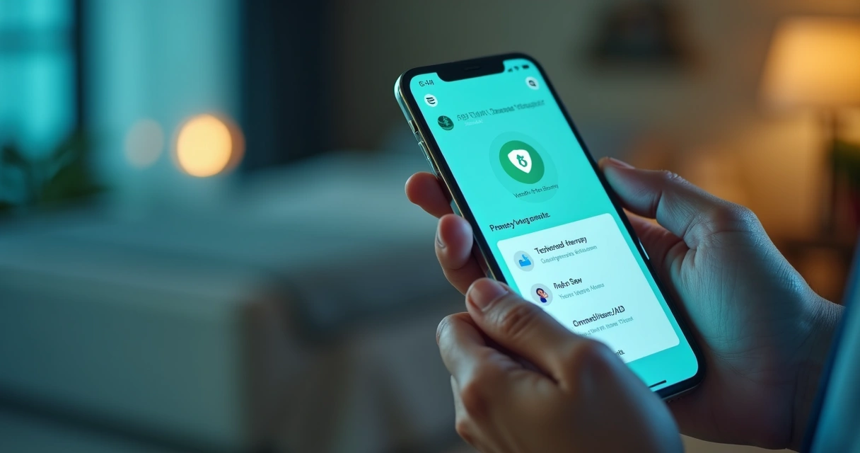Tela de aplicativo de agendamento de massoterapia com informações de segurança em destaque 