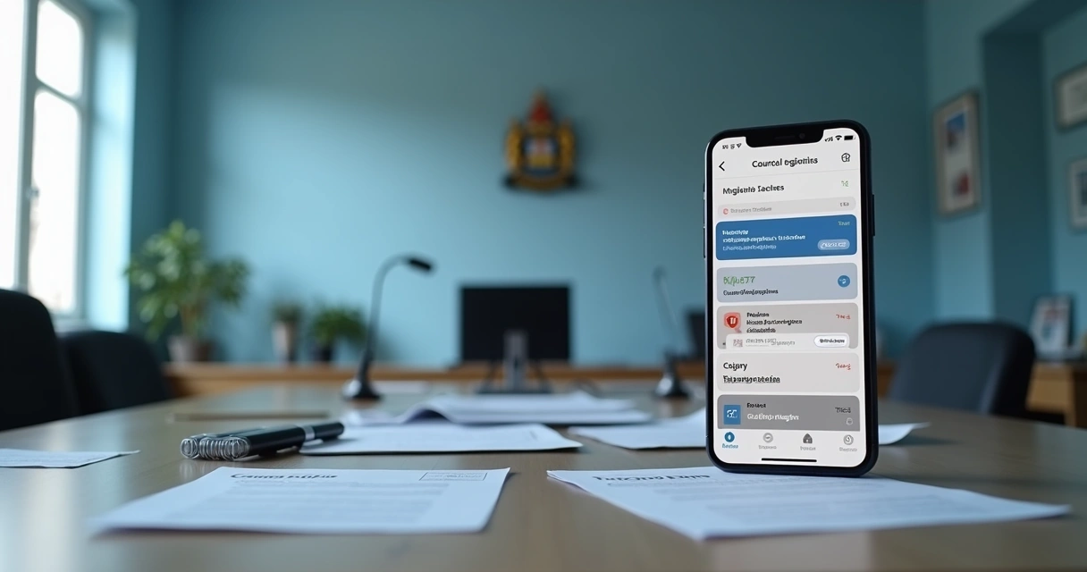 Tela de app legislativo com tramitação e sessão plenária