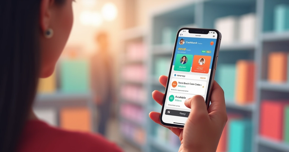 Cliente visualizando cashback acumulado no app da loja 