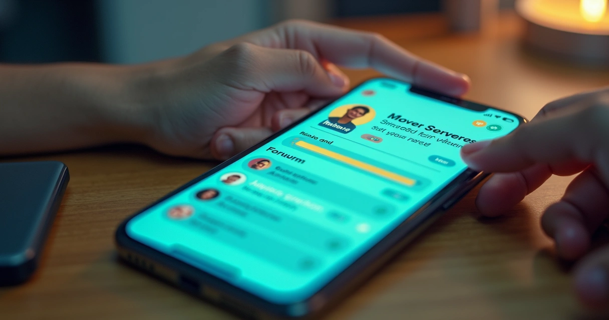 App showing a personalized member dashboard with discussion forums and gamification features 