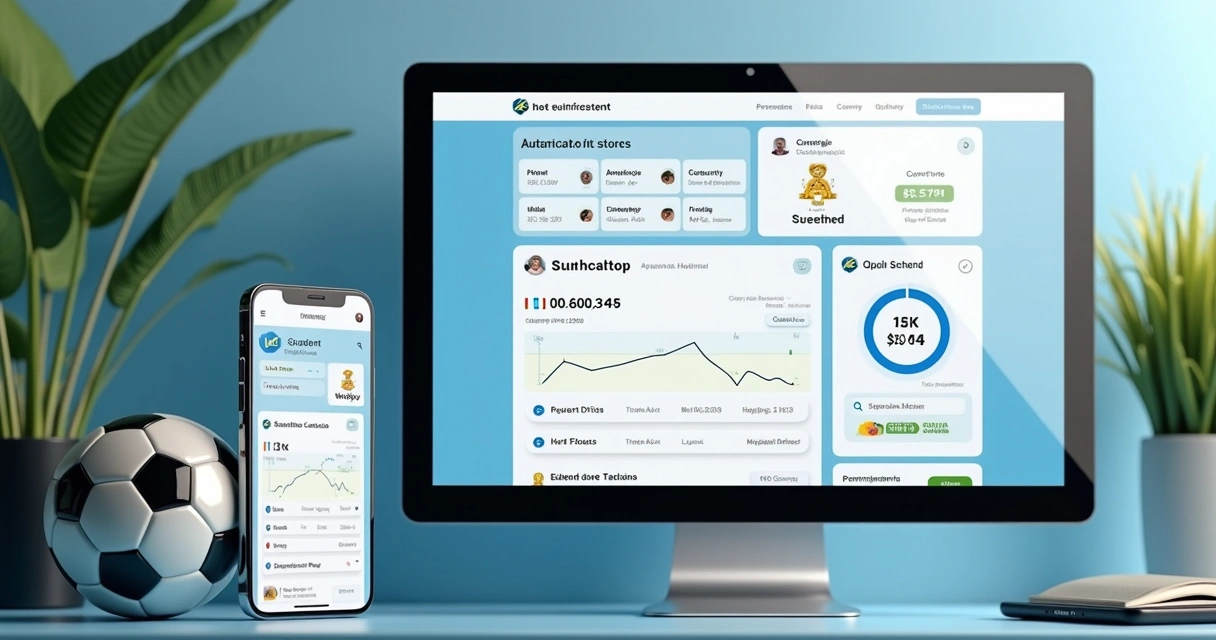 App de gestão escolar aberto em celular e computador 