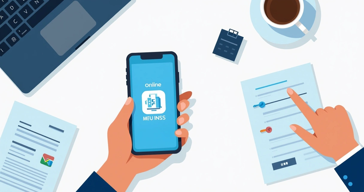 Tela de celular aberta no aplicativo Meu INSS, exibindo formulário de benefício online