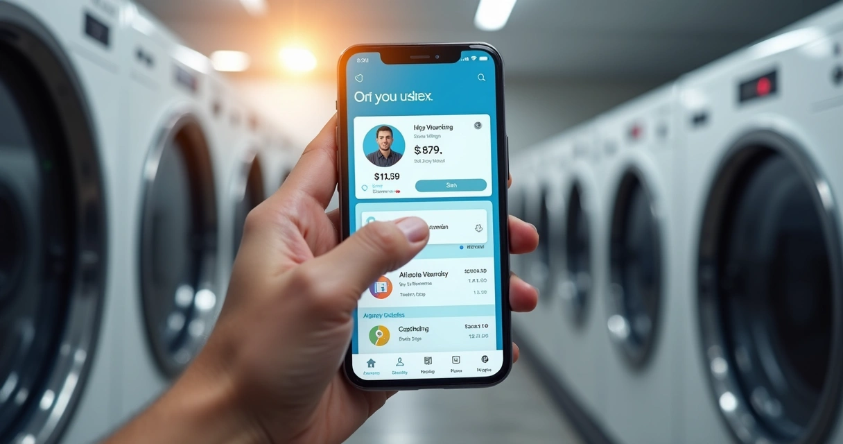 Tela de aplicativo de lavanderia em celular 