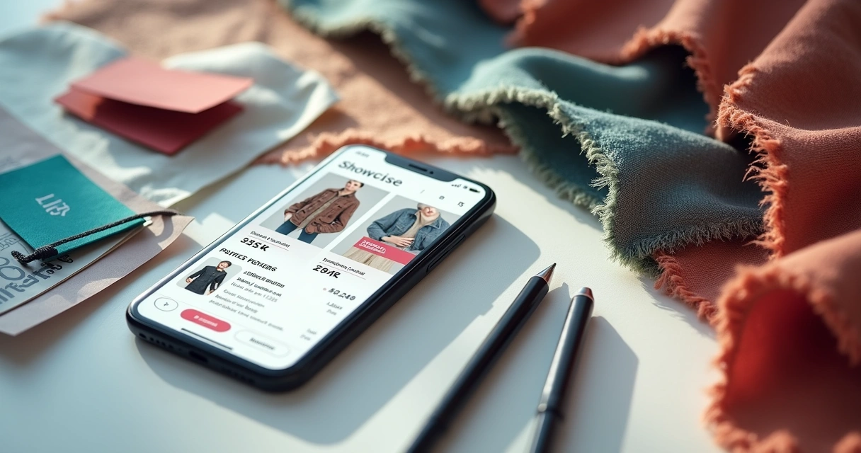 App de loja de roupas em smartphone com vitrine virtual 
