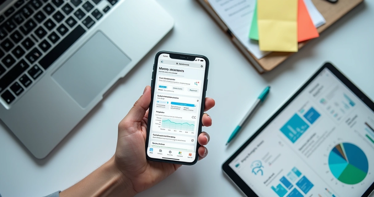 Aplicativo low-code em smartphone com fluxo automatizado 