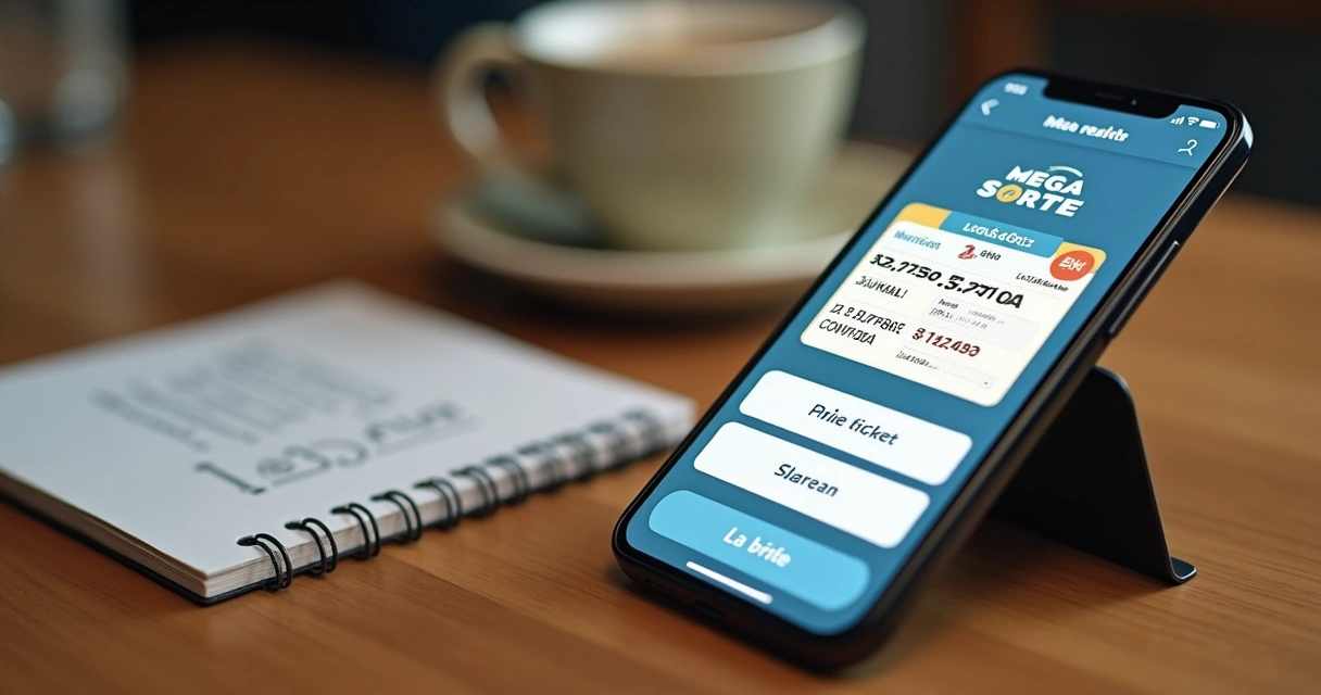 Celular mostrando aplicativo de apostas Mega Sorte com aposta da Lotofácil 