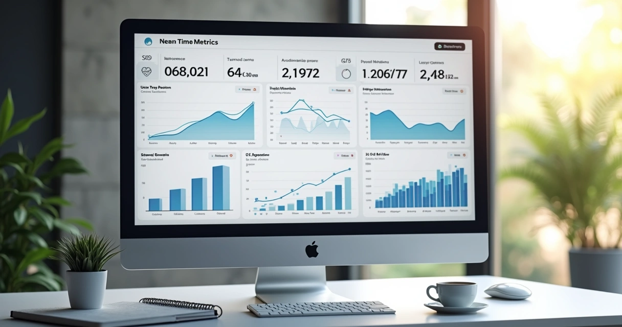 Real-time app metrics dashboard on a computer screen 