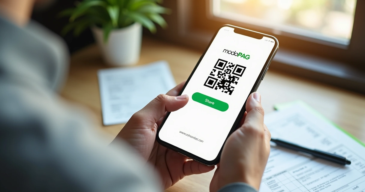 Tela do aplicativo modoPAG exibindo QR Code de pagamento 