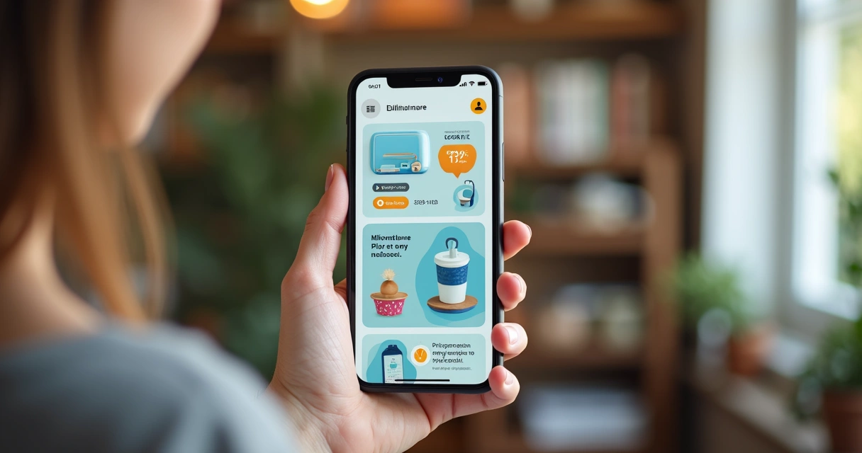 Pessoa utilizando aplicativo de loja online no celular 