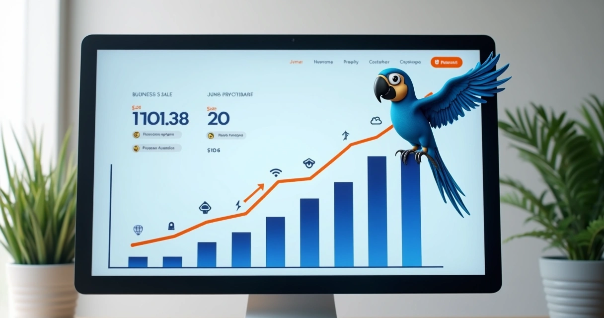 Tela e gráficos mostrando crescimento após adoção de app no-code 