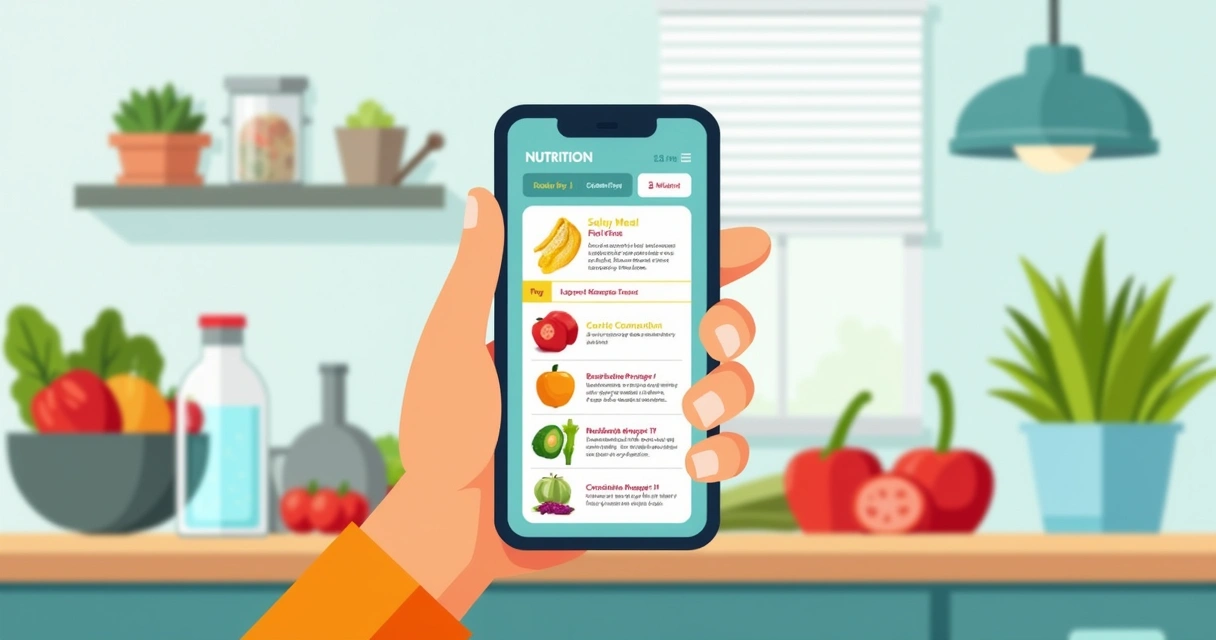 Pessoa usando aplicativo de alimentação saudável no celular 
