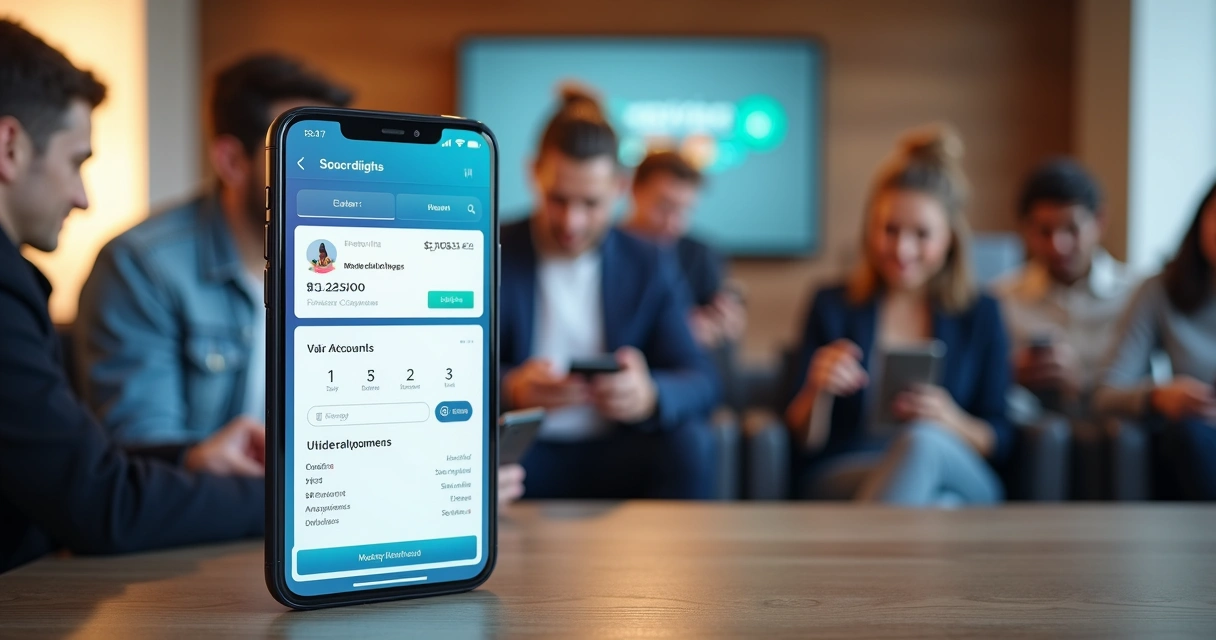 Tela de aplicativo de conta digital personalizada mostrando logo e cores de uma empresa 