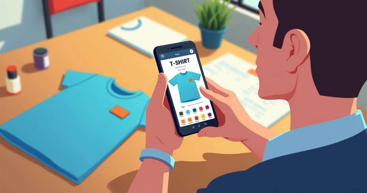 Pessoa usando aplicativo para design de camiseta personalizada
