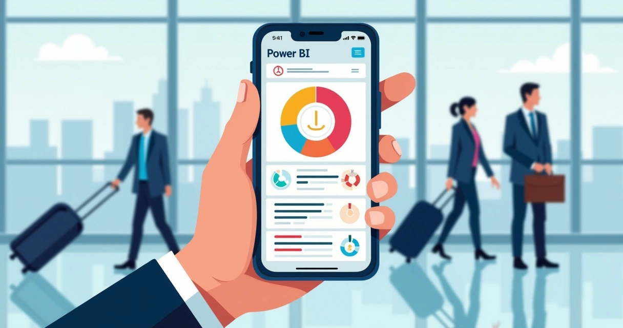 Aplicativo Power BI aberto no celular exibindo alerta de resultado superado