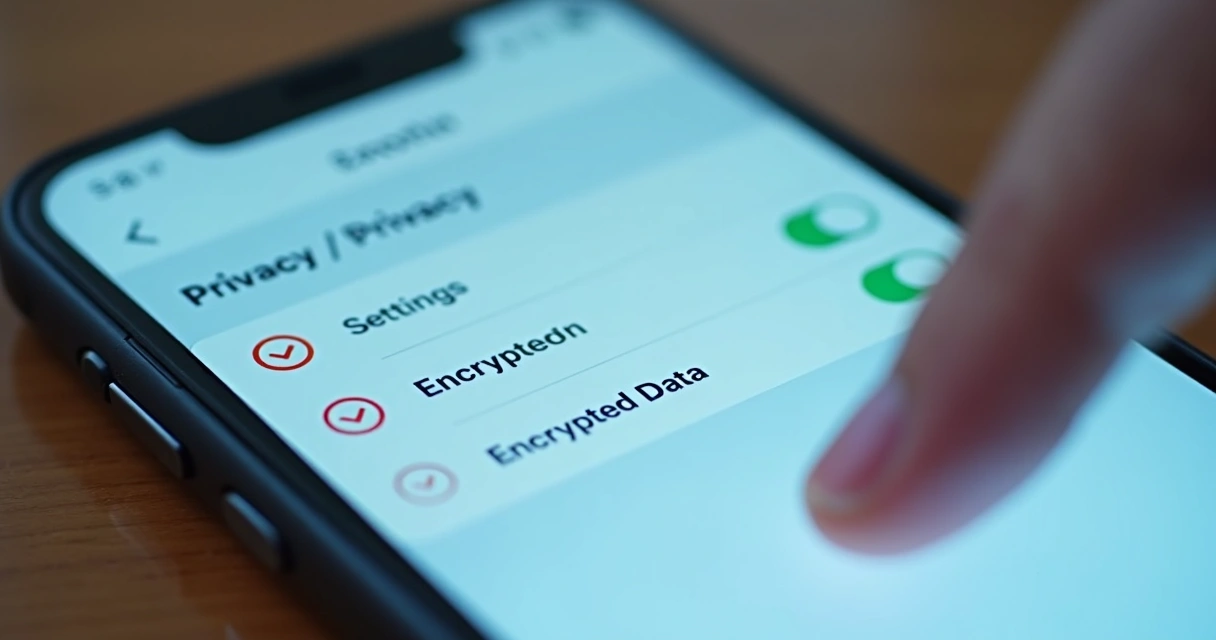 Interface de app mostrando tela de privacidade de dados 