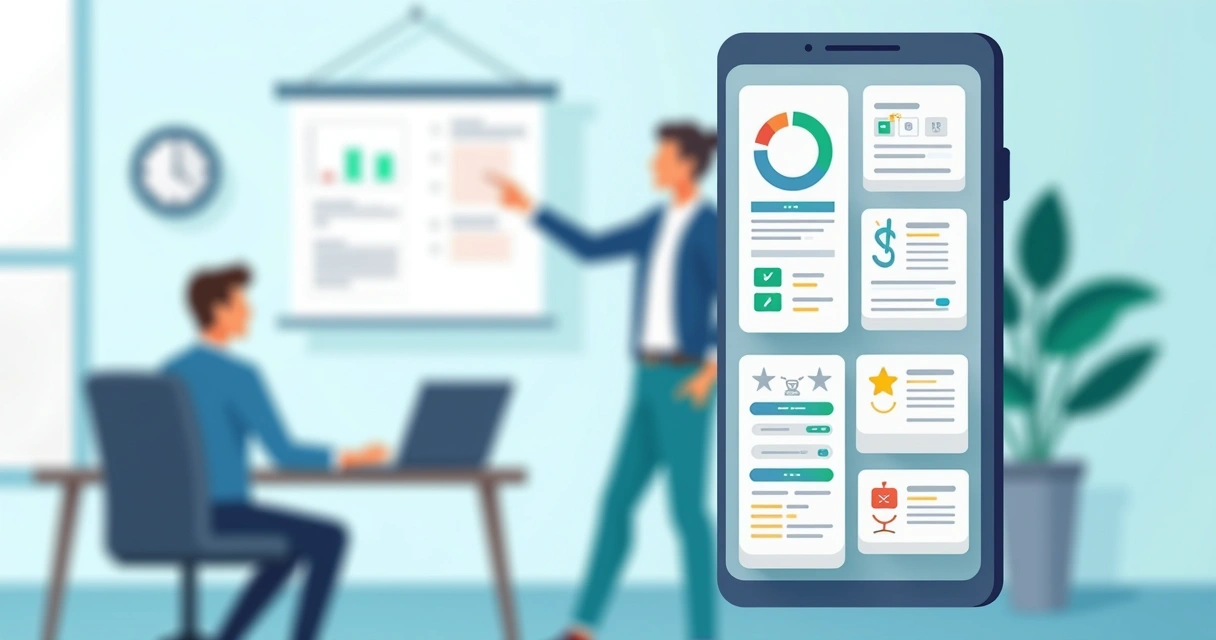Colaborador usando una app de recursos humanos en el celular 