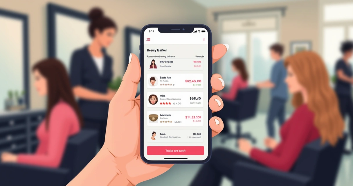 Tela de app de controle de pacote em celular de salão 