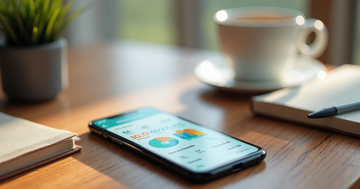 Health data tracking app on smartphone with icons 