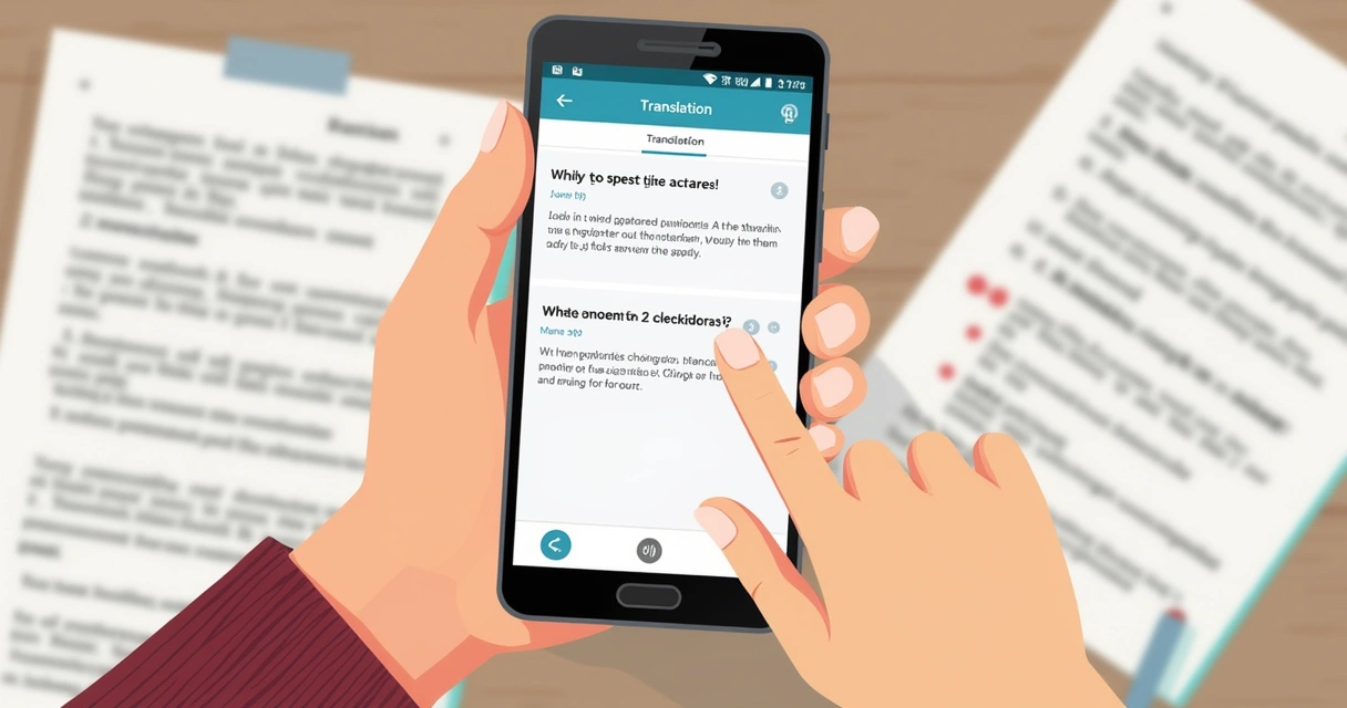 Aplicativo de tradução em uso por estudante 