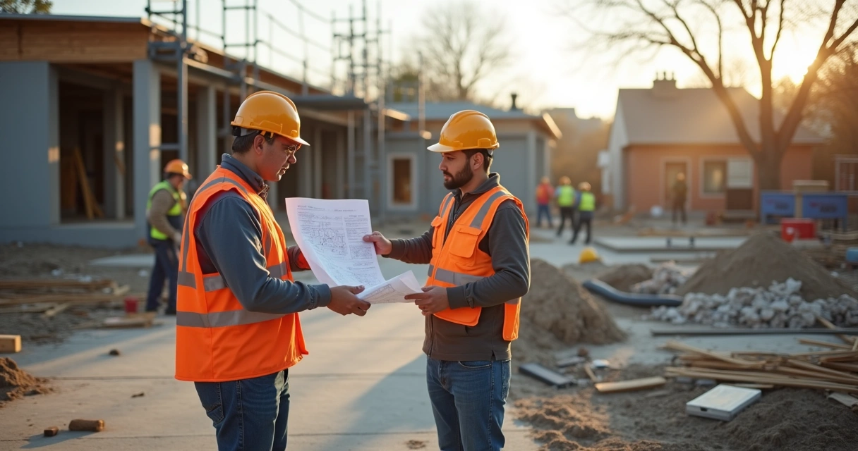Apprentice learning on a local construction project with supervisor