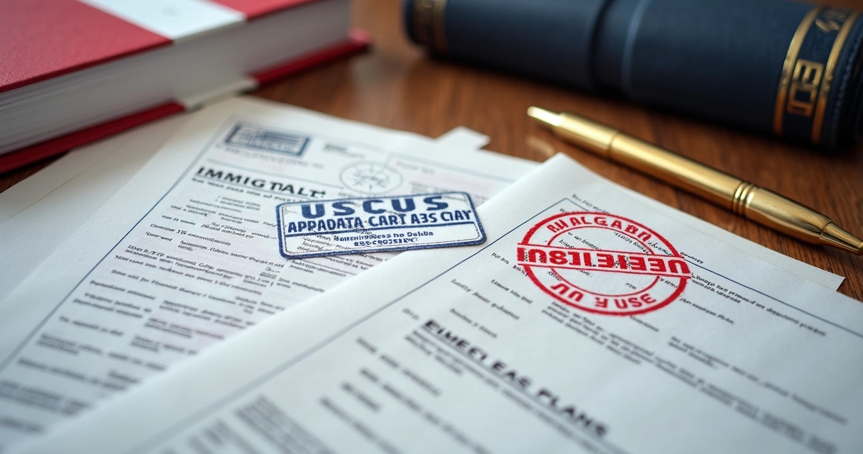 Approved immigration case files on a desk