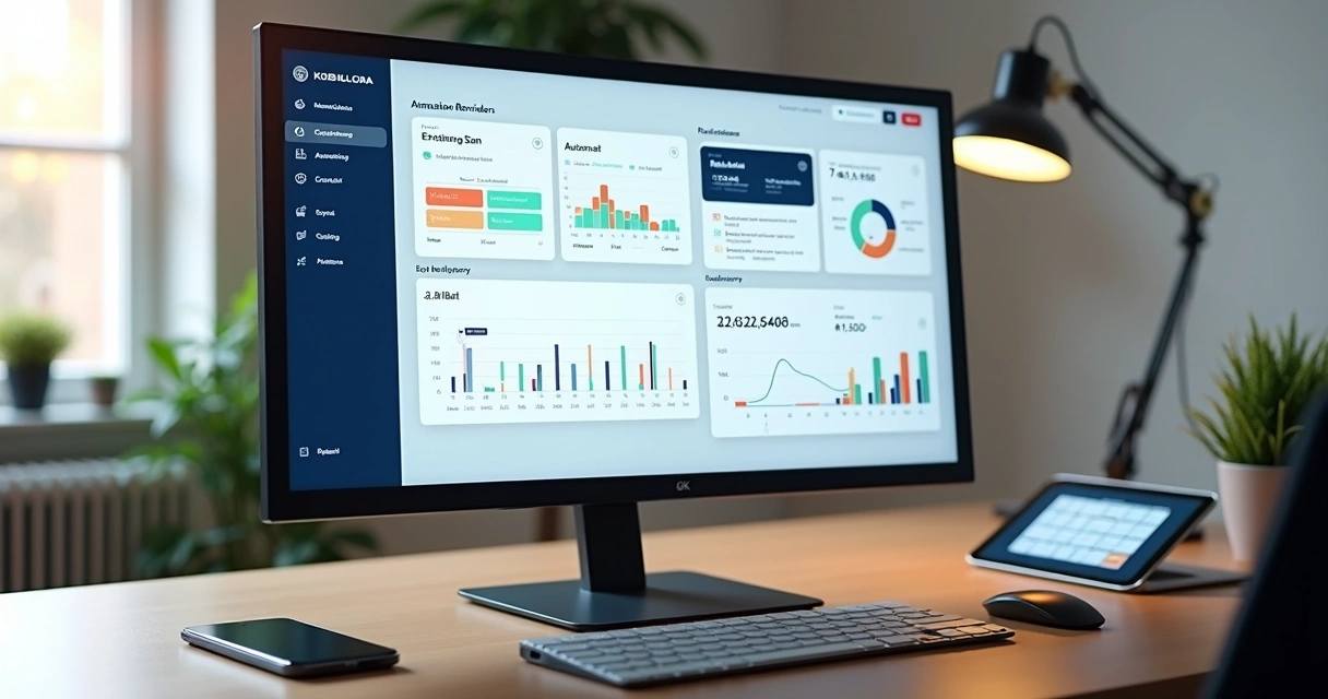 Tela de computador mostrando cinco aplicativos de lembretes automáticos com gráficos e ícones de notificação coloridos 