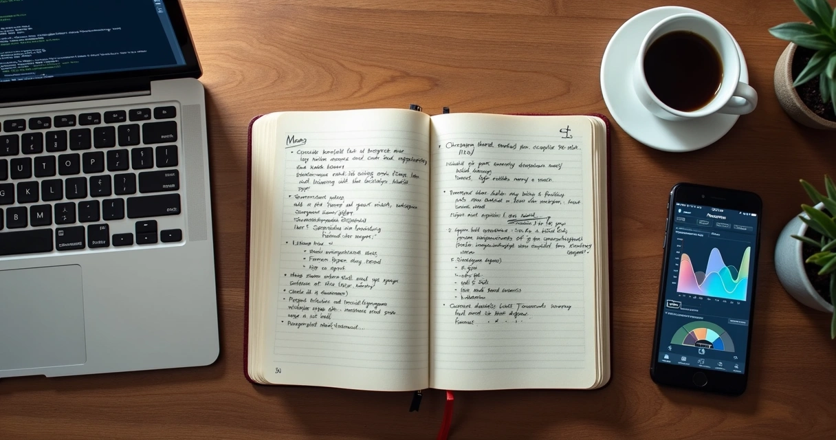 Pessoa estudando machine learning com café e computador 