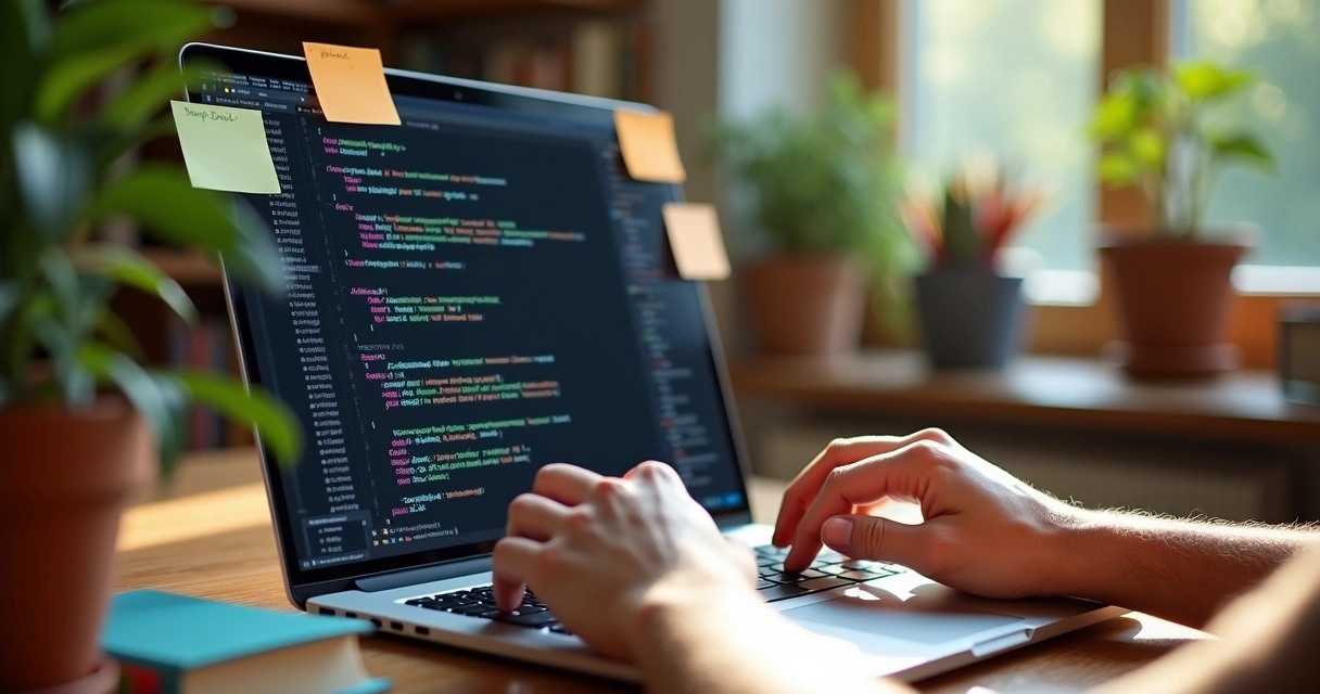 Pessoa fazendo exercício prático de programação pelo site 