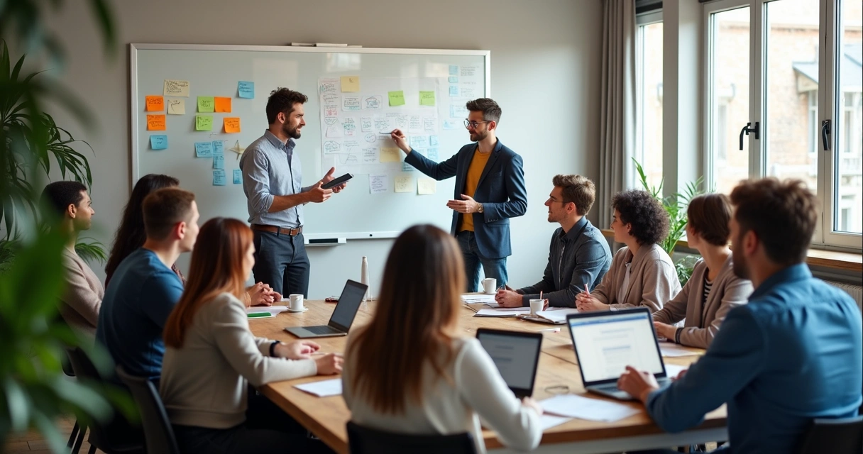 Grupo aprendendo junto com lousa e anotações 