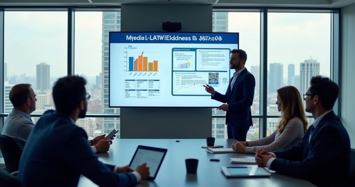 Gestor apresentando solução EAD para diretoria em sala de reunião