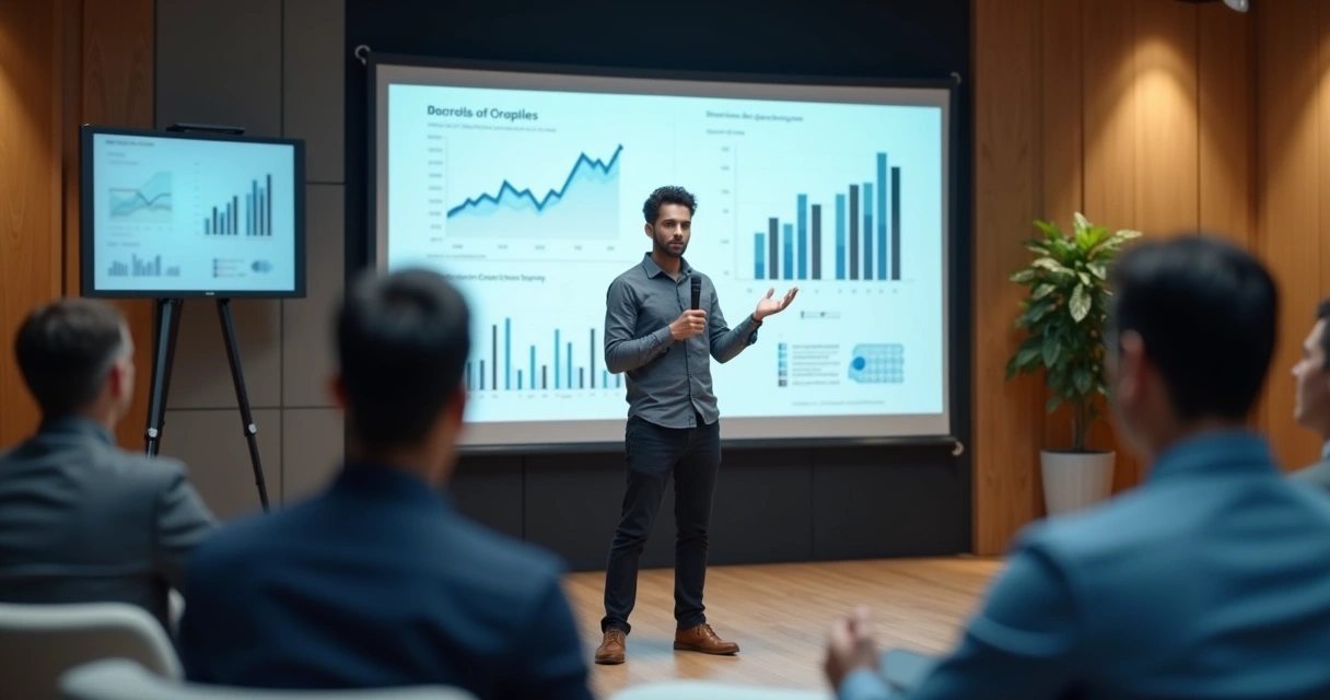 Empreendedor fazendo apresentação de pitch para investidores 