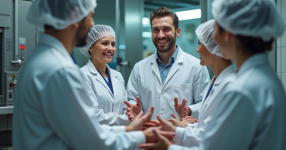 Novo colaborador sendo apresentado à equipe de produção 