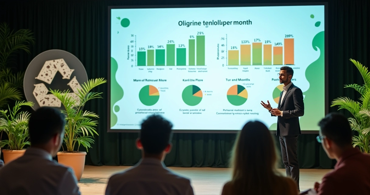 Apresentação comercial mostrando indicadores de reciclagem 