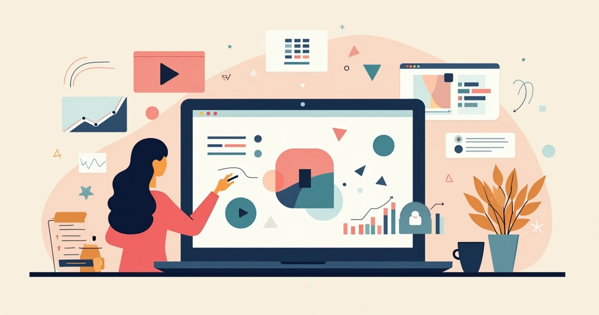 Apresentação de marca em tela com elementos de motion design em movimento 