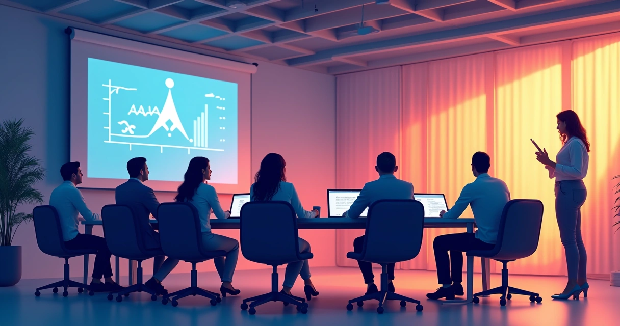 Equipes analisando métricas de campanha em apresentação com gráficos 