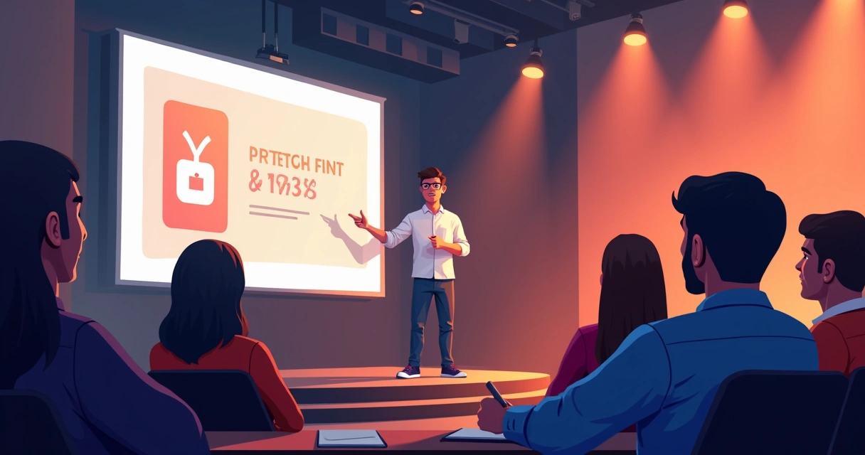 Empreendedor apresenta nova ideia digital para plateia pequena e atenta 