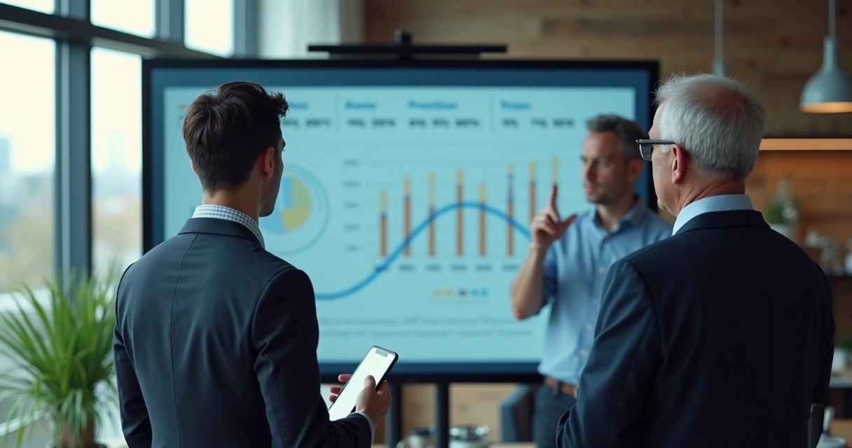 Empreendedor apresentando pitch para investidor-anjo em escritório 