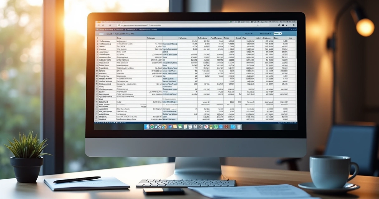 Planilha de empresas brasileiras aberta no computador 