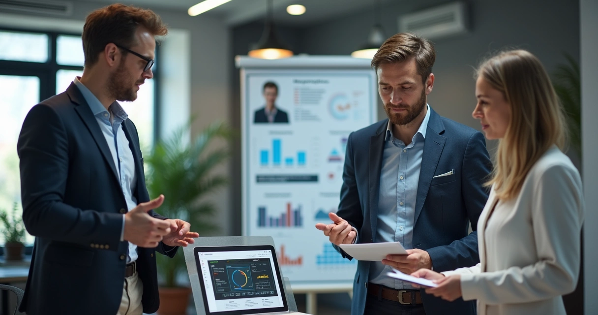 Vendedor apresentando produto alinhado com oferta do cliente em reunião 