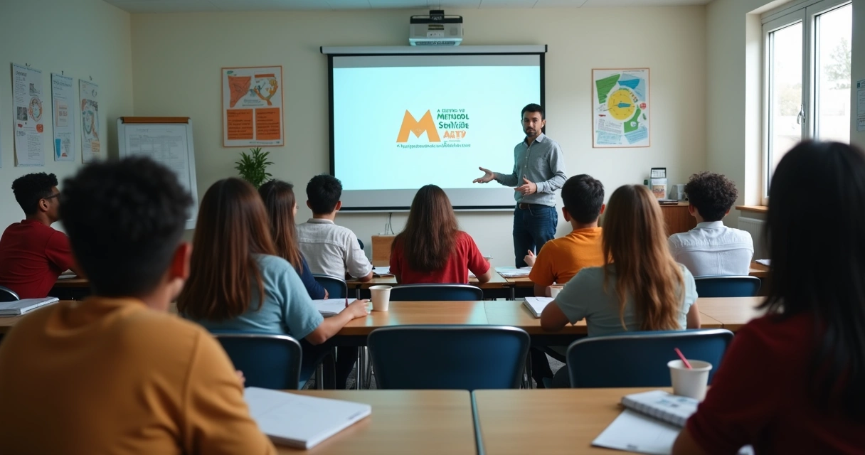 Grupo de jovens assistindo apresentação do Método Sonhe Alto 
