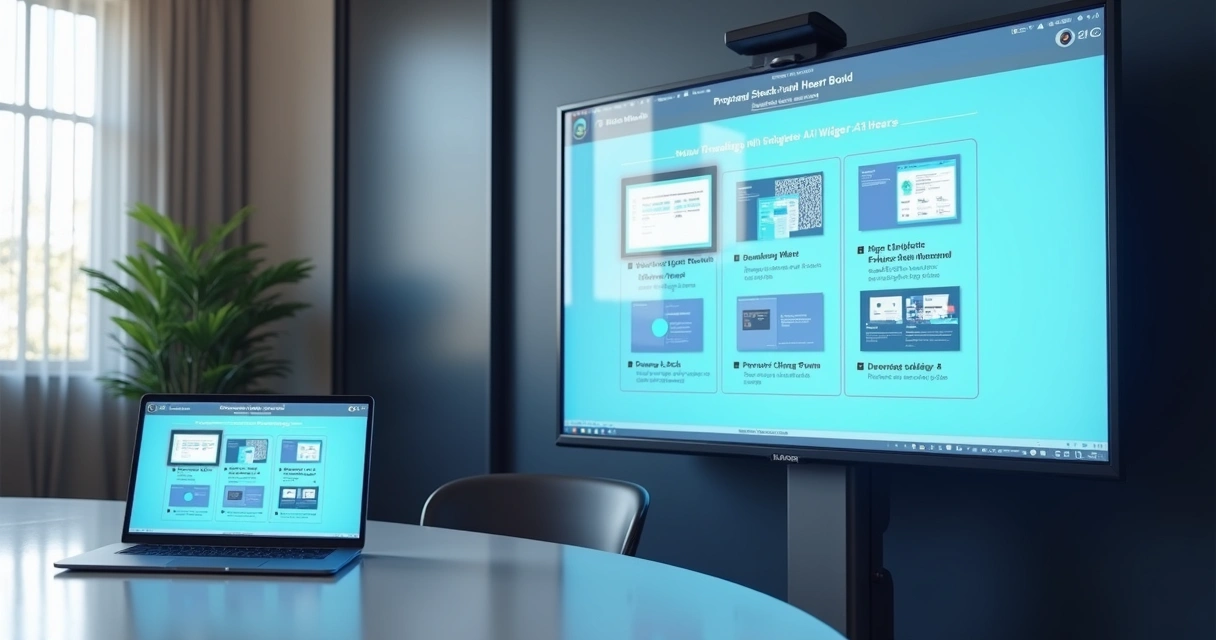 Apresentação comercial com screenshots de widget de IA 