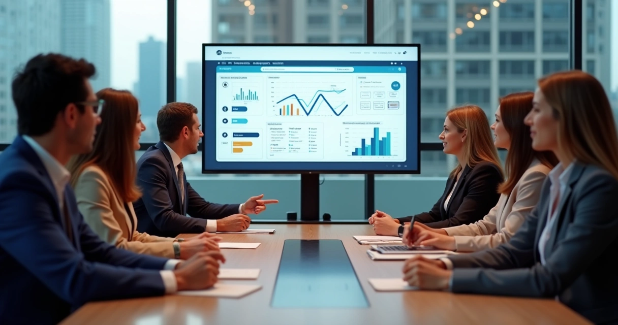 Equipe aprova fluxo financeiro empresarial em sistema digital