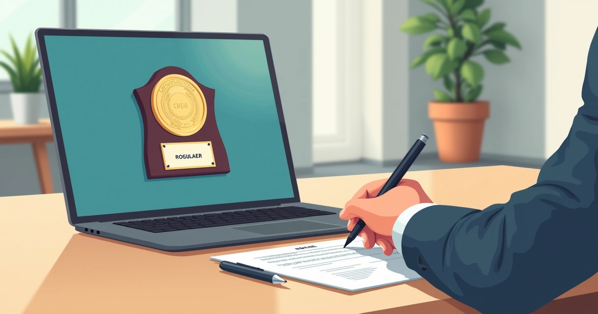 Simulação virtual de layout de placa de homenagem em laptop, com cliente conferindo detalhes 